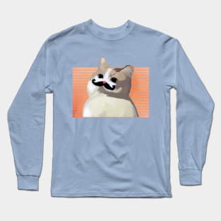 cat with mustache Long Sleeve T-Shirt